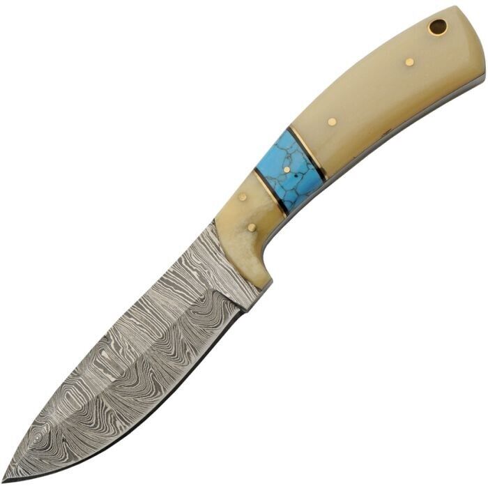 Bmk-225 Turquoise Spacers Damascus Steel Hunting knife