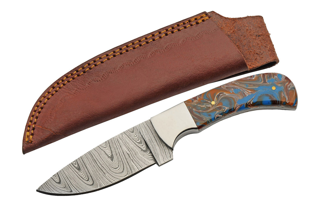 Hunting Knife Handmade Damascus Steel Raindrop Pattern Sharp Blade