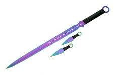 PURPLE NINJA WARRIOR SWORD 27 OVERALL 2 PCS THROWING KNIFE SET - Edge  Import