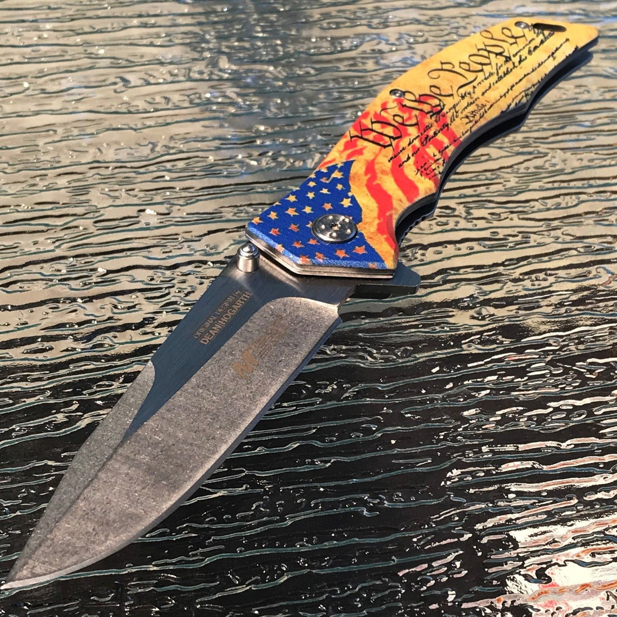 4.75 True American Patriot Folding Pocket Knife - Let's Go Brandon US Flag