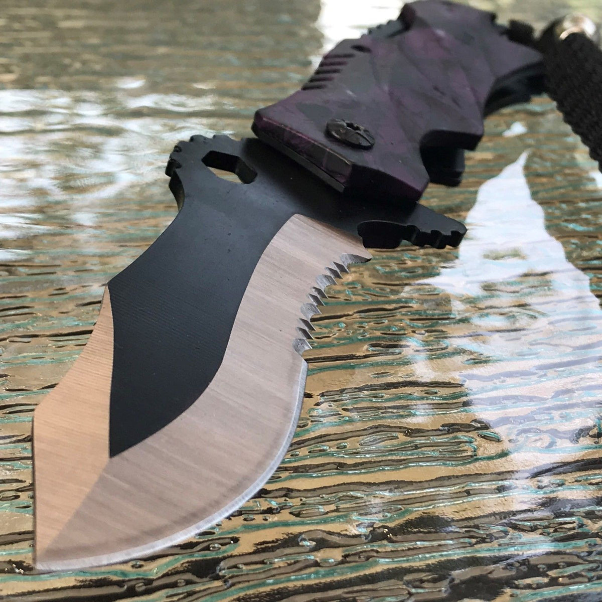 8 Tactical BLACK SKULL Spring Opening Assisted Folding Pocket Knife Blade