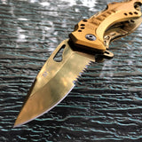 8" MTECH USA ASSISTED OPEN GOLD HANDLE BALLISTIC POCKET KNIFE TF-705GD - Frontier Blades