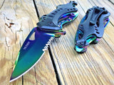 8" Tac Force Assisted Open Outdoor Tactical Rainbow Knife (TF-705RB) - Frontier Blades