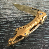 8" MTECH USA ASSISTED OPEN GOLD HANDLE BALLISTIC POCKET KNIFE TF-705GD - Frontier Blades