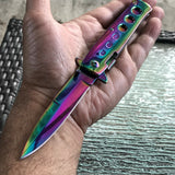 9" Tac Force Stiletto Rainbow Spectrum Milano Pocket Knife - Frontier Blades