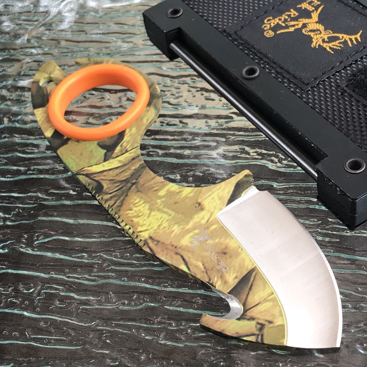 Elk Ridge Outdoor Camo Full Tang Gut Hook Hunting Skinner Knife ER-127