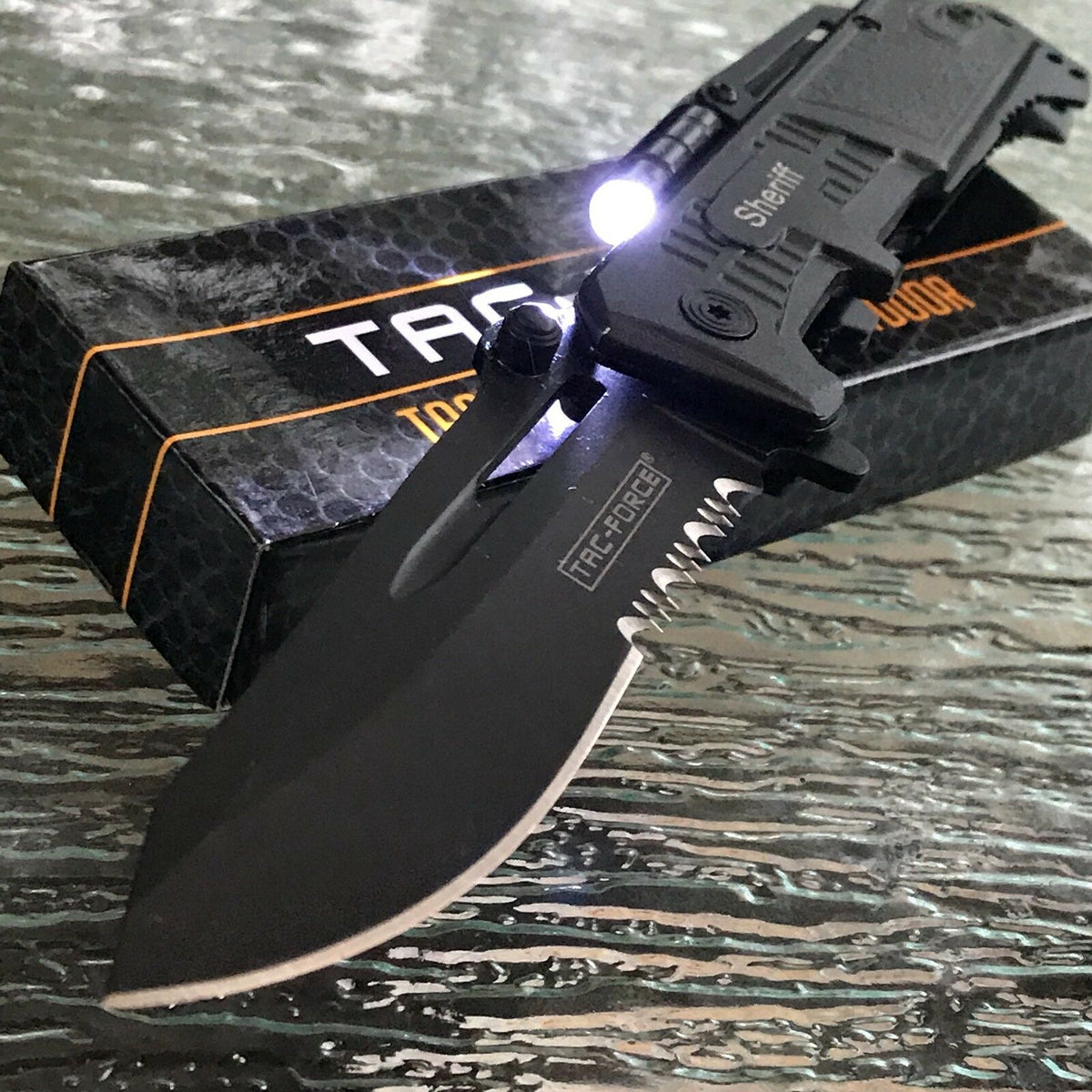 Tac Force Speedster Model Sheriff Pocket Knife w/ LED Flashlight