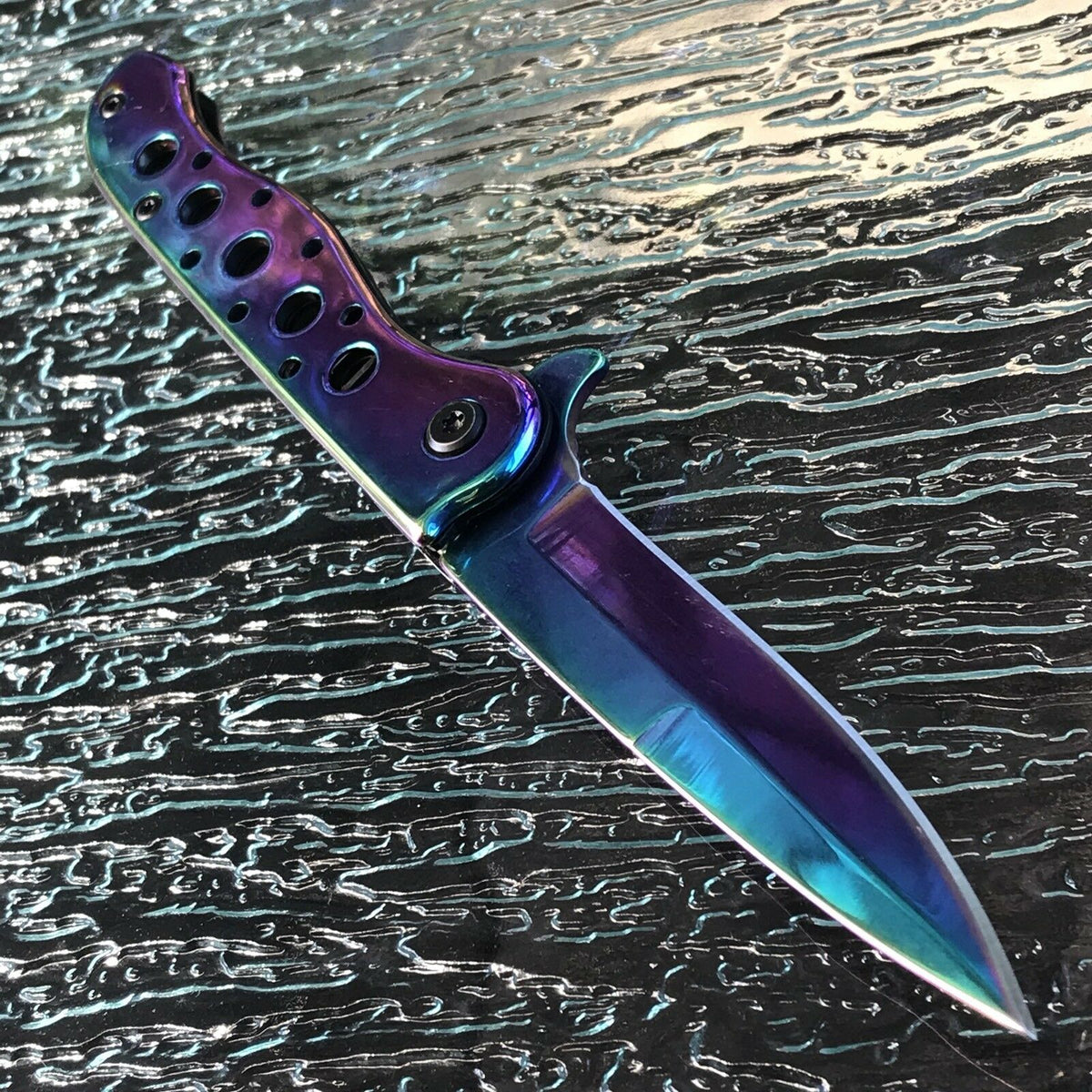 8.5 Tac Force Rainbow Blade Stiletto Assisted Pocket Knife (TF-428RB)