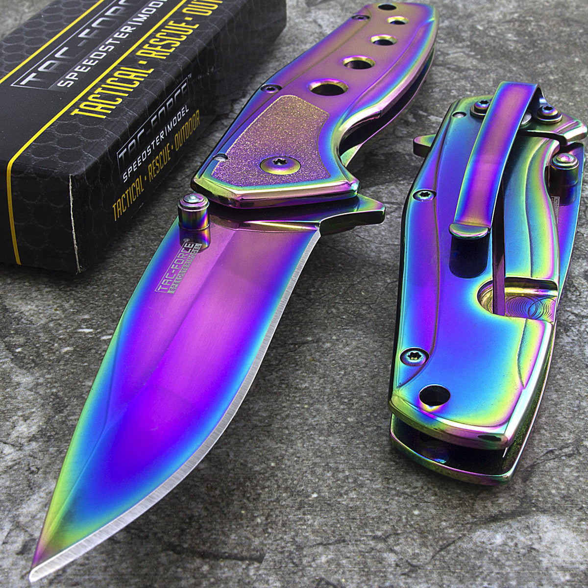 Black Wood Handle Titanium Rainbow Blade