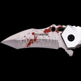 9" Z-Hunter Silver Zombie Blood Splatter Skulls Fantasy Pocket Knife - Frontier Blades