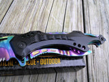 8" Tac Force Assisted Open Outdoor Tactical Rainbow Knife (TF-705RB) - Frontier Blades