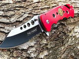 7.75" TAC FORCE SPRING ASSISTED RESCUE RED FIRE FIGHTER FOLDING POCKET KNIFE - Frontier Blades