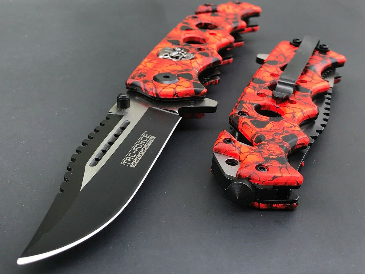 Tac Force Red Skulls Fantasy Assisted Open Pocket Knife (TF-809RD)