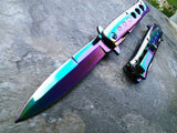 TAC FORCE SPRING ASSISTED TACTICAL RAINBOW SPECTRUM SICILIAN STILETTO FOLDER - Frontier Blades