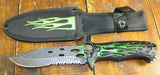 Dead Walker Fantasy Green Flames Skull Fixed Blade Zombie Dagger Knife - Frontier Blades