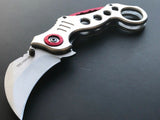 7.75" Tac Force White & Red Ninja Karambit Pocket Knife - Frontier Blades