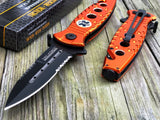 7.75" Tac Force Emergency EMS EMT Rescue Orange Pocket Knife - Frontier Blades