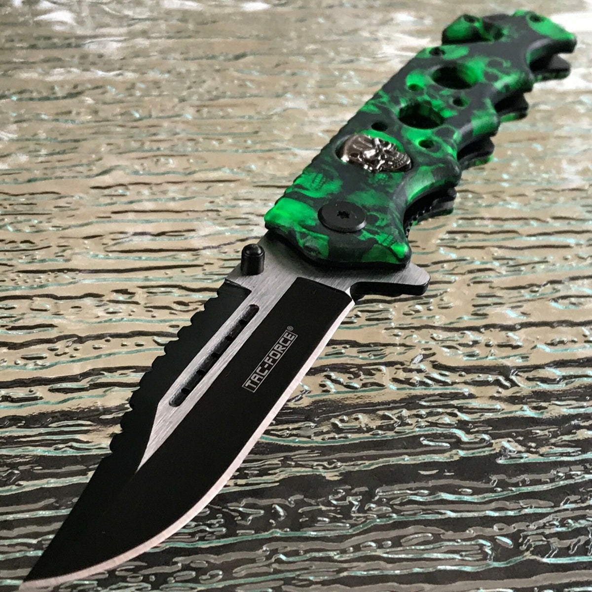 MTech USA 8.25 Green Shark Camo Spring Assisted Folding Knife - Unlimited  Wares, Inc