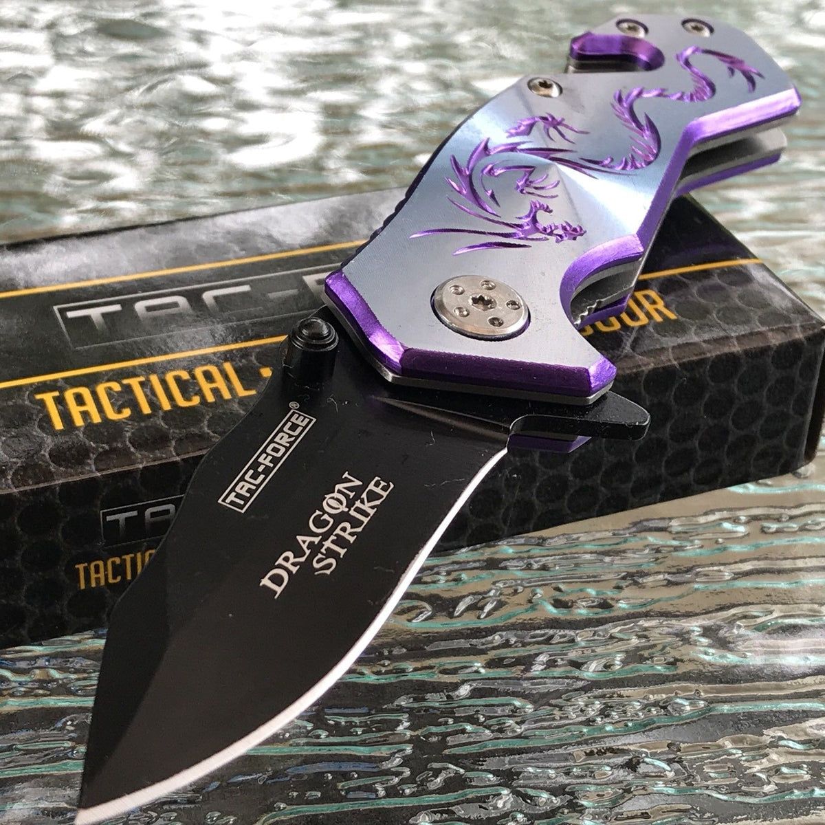 9 Tac Force Speedster Model Assisted Tactical EDC Purple Pocket Knife