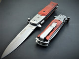 9" Tac Force Speedster Model Milano Wood Stiletto Pocket Knife - Frontier Blades
