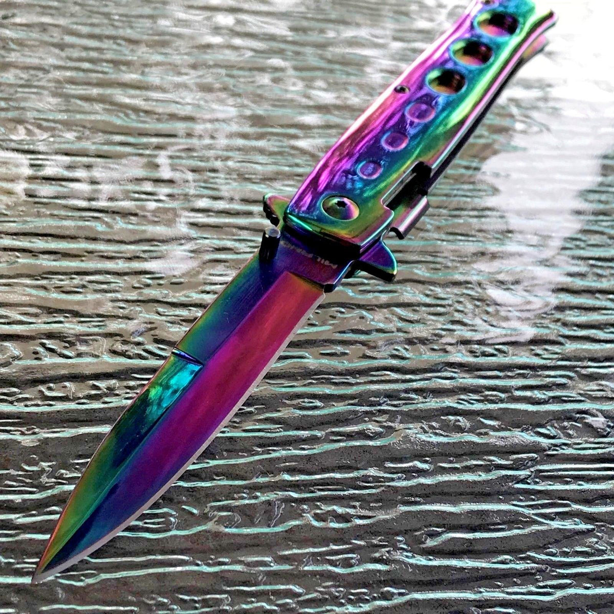 8.5 Tac Force Rainbow Blade Stiletto Assisted Pocket Knife (TF-428RB)
