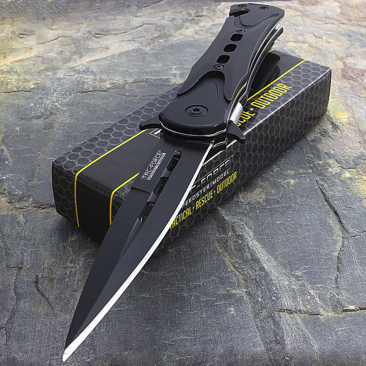 8 Tac Force Stiletto Tactical Black Assisted Pocket Knife (TF-719BK)