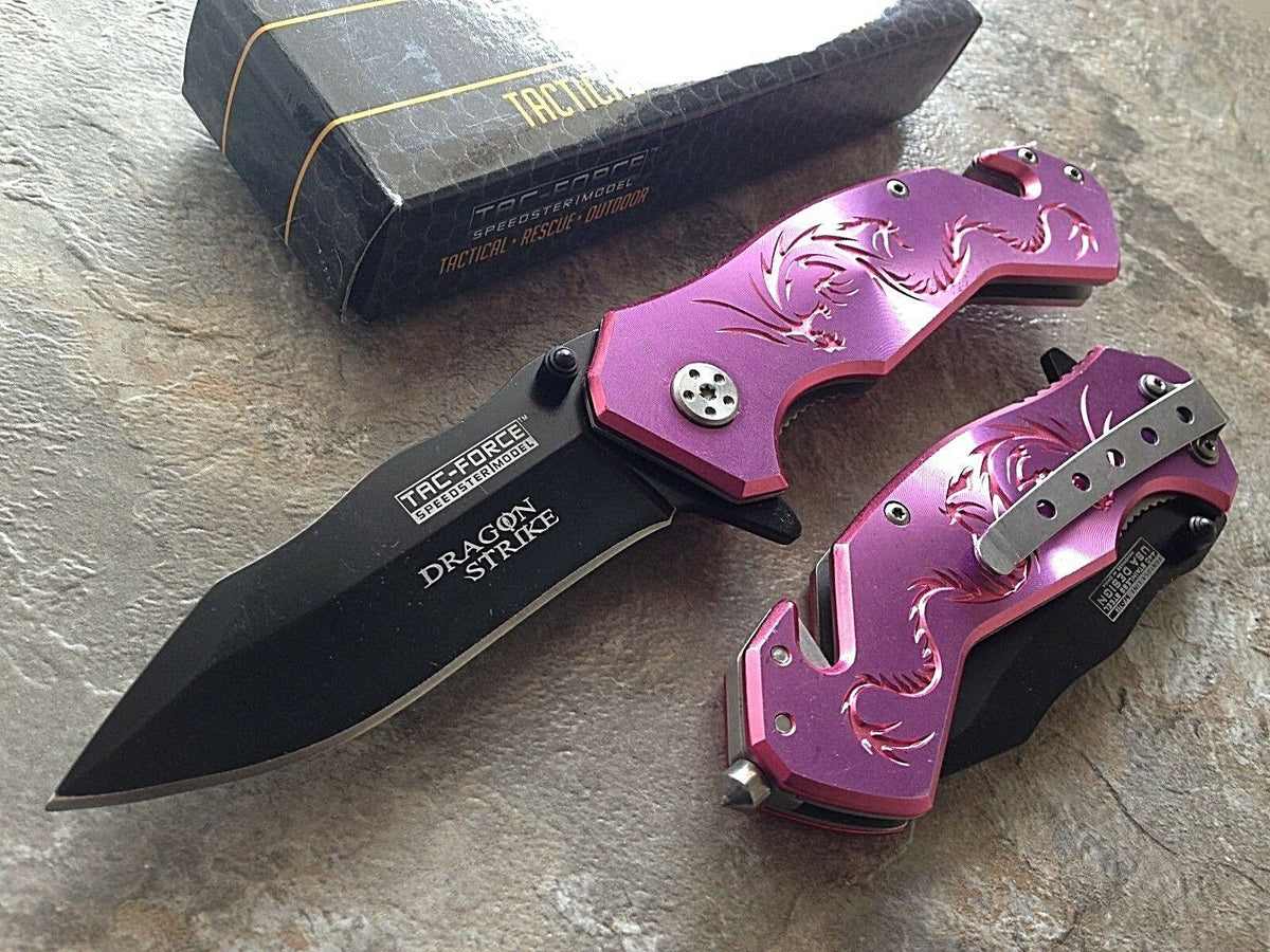 8 TAC FORCE MILITARY PINK SPRING ASSISTED TACTICAL FOLDING KNIFE Blade  Pocket - MEGAKNIFE