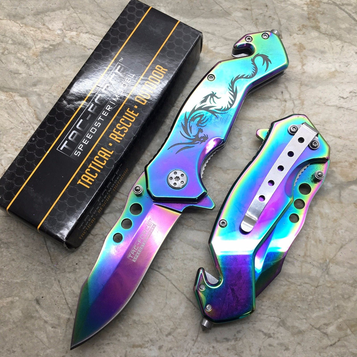 Dark Side Folding Knife Fantasy Rainbow Titanium Dragon - a019rb – Atlantic  Knife Company