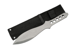 8.5" Silver Stainless Steel Heavy Duty Throwing Knife With Black Nylon Sheath (203102-SL)
