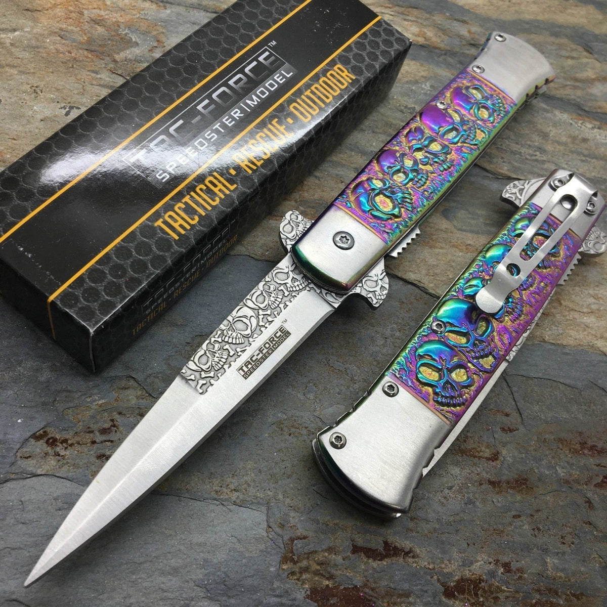 Tac-Force Iridescent Titanium Spring Assisted Pocket Knife Multicolor  Coating