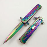 8.5" Tac Force Stiletto Web Skull Assisted Rainbow Tactical Knife - Frontier Blades