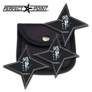 3 Pcs Perfect Point  PP-90-35-3 Throwing Stars set 3.0" Overall - Frontier Blades