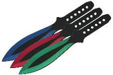 9" Stainless Steel Red Green Blue 3 Piece Throwing Knife Set (211460)