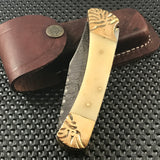 8.5" HAND CRAFTED DAMASCUS STEEL FOLDING KNIFE w/ BONE HANDLE (BB-18) - Frontier Blades