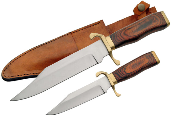 Civil War Fort Washita Historical 2 Piece Hunting Bowie Knife Set With Brown Sheath (203264)