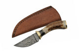7.25" Damacus Stag Skinning Knife - Frontier Blades