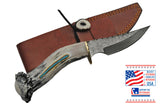 9" Damascus Deer Antler Skinning Knife Handmade in USA - Frontier Blades