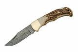 Damascus Folding Pocket Knife - Frontier Blades