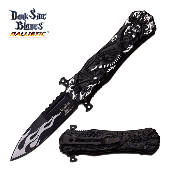 Dark Side Blades Ballistic Dragon White Flames Knife - Frontier Blades