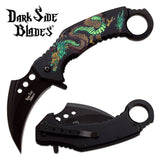 8" Dark Side Blades Green Dragon Karambit Fantasy Pocket Knife - Frontier Blades