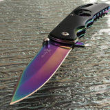 8" ELK RIDGE RAINBOW BLADE ASSISTED CAMPING POCKET KNIFE (ER-A008RB) - Frontier Blades