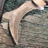 8.75" Raindrop Damascus Steel Karambit Knife - Frontier Blades