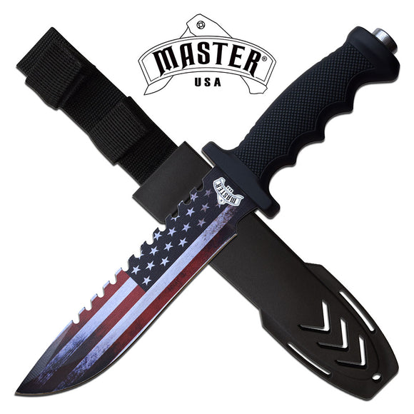 Master USA Fixed Blade USA Flag Design & Rubber Handle Survival Knife (MU-20-04A)