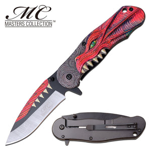 Masters Collection Red Dragon Fantasy Embossed Textured Pocket Knife (MC-A060RD)