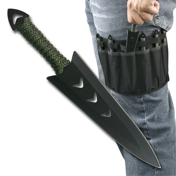 Perfect Point Military Green Six Piece Throwing Knife Set - Frontier Blades