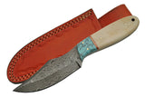 Handmade Custom Real Blue Damascus Steel Skinning Knife - Frontier Blades