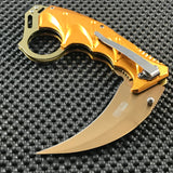 8" Tac Force Karambit Gold Tactical Combat Pocket Knife TF-957GD - Frontier Blades
