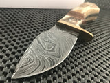 9" Custom Damascus All Handmade Skinning Hunting Knife Stag Handle