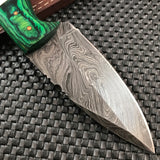 8" Hand Forged Damascus Hunting Knife Buffalo Horn Handle (BB-12) - Frontier Blades
