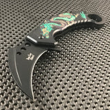 8" Dark Side Blades Green Dragon Karambit Fantasy Pocket Knife